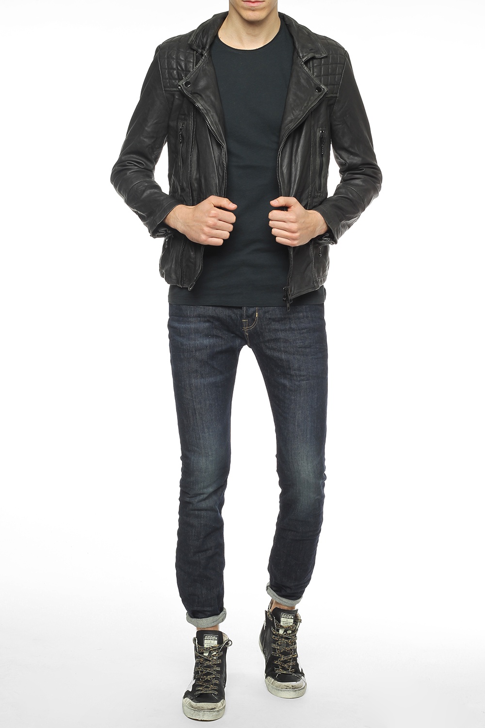 All saints cargo leather jacket mens sale